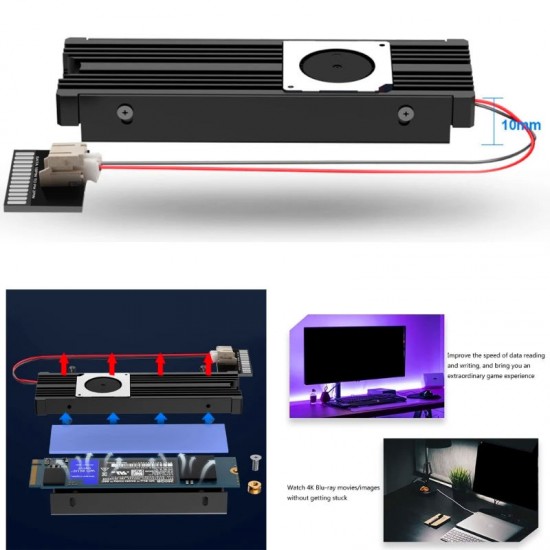 Dissipatore di calore attivo con ventolina integrata per dischi SSD NVME M2 2280